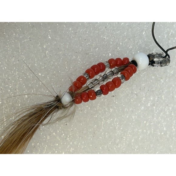 Handcrafted Beaded‎ Horsehair Earrings – Tribal Boho Style Red - Picture 2 of 3